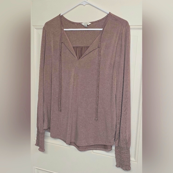 Women's BNWOT Lucky Brand Mauve/Pink Lightweight Long-Sleeved Blouse. MED. - Picture 2 of 7